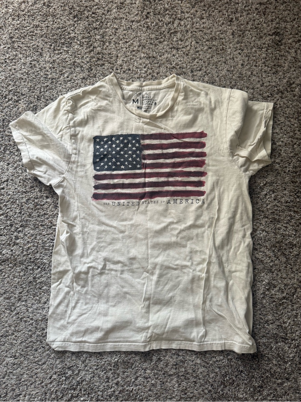 Vintage American Flag Graphic Tee in Cream